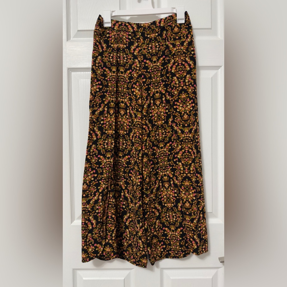 Xhilaration Black and Pink Floral Maxi Skirt